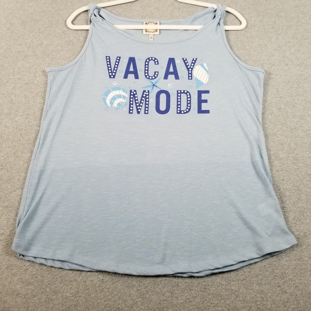 Truself Tank Top Womens M Medium Blue Vacay Mode Shells Knit Sleeveless Tee